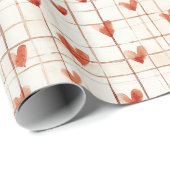 Red Cream Hearts Abstract Cadeaupapier (Rol Hoek)