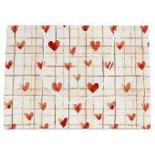 Red Cream Hearts Abstract Groot Cadeauzakje (Voorkant)