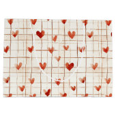 Red Cream Hearts Abstract Groot Cadeauzakje (Achterkant)