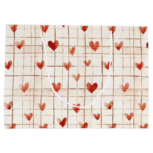 Red Cream Hearts Abstract Groot Cadeauzakje (Achterkant)
