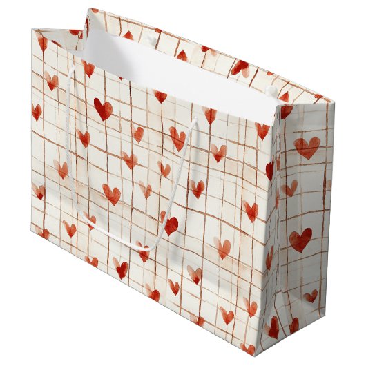 Red Cream Hearts Abstract Groot Cadeauzakje (Voorkant Gekanteld)