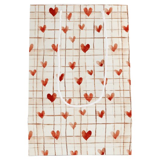 Red Cream Hearts Abstract Medium Cadeauzakje (Achterkant)