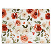 Red Cream Hearts and Flowers Vrijgezellenfeest Groot Cadeauzakje (Achterkant)