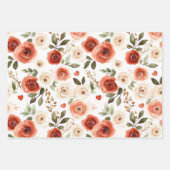 Red Cream Hearts and Flowers Vrijgezellenfeest Inpakpapier Vel (Voorkant 2)