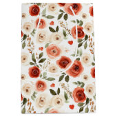 Red Cream Hearts and Flowers Vrijgezellenfeest Medium Cadeauzakje (Voorkant)