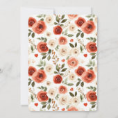 Red Cream Hearts and Flowers Wedding Kaart (Achterkant)