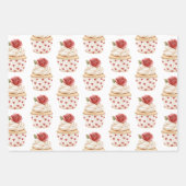 Red Cream Hearts Balloons Cupcakes Verjaardag Inpakpapier Vel (Voorkant 3)