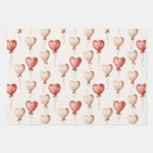 Red Cream Hearts Balloons Cupcakes Verjaardag Inpakpapier Vel (Voorkant 2)