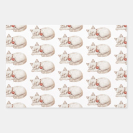 Red Cream Hearts Balloons Cupcakes Verjaardag Inpakpapier Vel