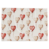Red Cream Hearts Balloons Verjaardag Groot Cadeauzakje (Achterkant)