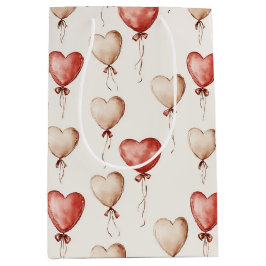 Red Cream Hearts Balloons Verjaardag Medium Cadeauzakje