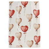 Red Cream Hearts Balloons Verjaardag Medium Cadeauzakje (Achterkant)