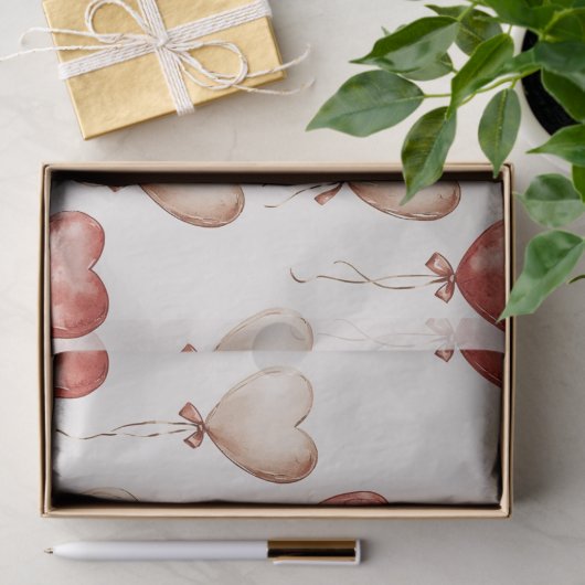 Red Cream Hearts Balloons Verjaardag Tissuepapier (Geschenk)