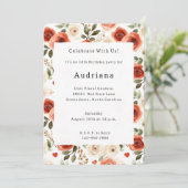 Red Cream Hearts en Bloemen Verjaardag Kaart (Staand voorkant)