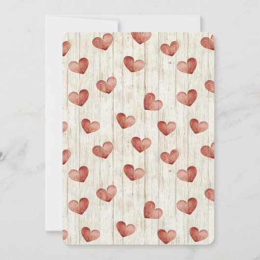 Red Cream Hearts Faux Wood Cat Birthday Kaart (Achterkant)