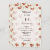 Red Cream Hearts Faux Wood Verjaardag Kaart (Voorkant / Achterkant)