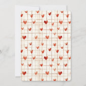 Red Cream Hearts Lines Verjaardag Kaart (Achterkant)