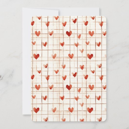 Red Cream Hearts Lines Verjaardag Kaart (Achterkant)