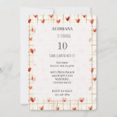 Red Cream Hearts Lines Verjaardag Kaart (Voorkant)