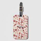 Red Cream Leopard Animal Print Bagagelabel (Voorkant (verticaal))