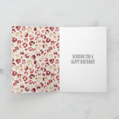 Red Cream Leopard Animal Print Birthday Kaart (Binnen)