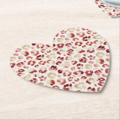 Red Cream Leopard Animal Print Birthday Kartonnen Onderzetters (Gekanteld)