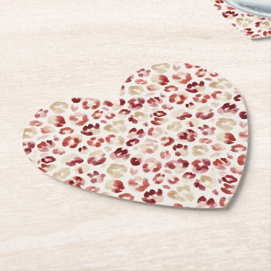 Red Cream Leopard Animal Print Birthday Kartonnen Onderzetters (Gekanteld)