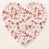Red Cream Leopard Animal Print Birthday Kartonnen Onderzetters (Voorkant)