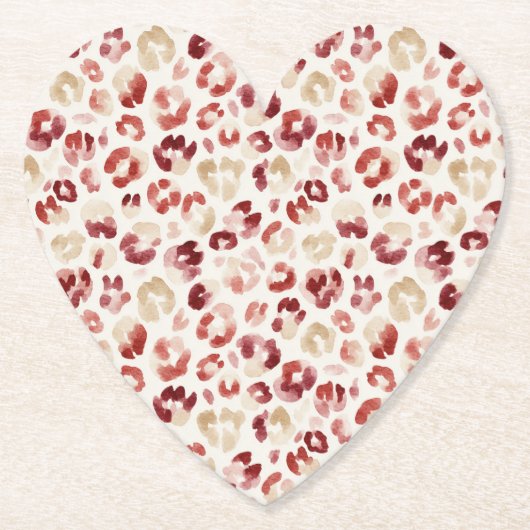 Red Cream Leopard Animal Print Birthday Kartonnen Onderzetters (Voorkant)
