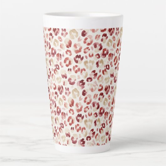 Red Cream Leopard Animal Print Birthday Latte Mok (Voorkant)