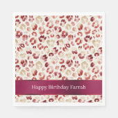 Red Cream Leopard Animal Print Birthday Servet (Voorkant)