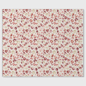 Red Cream Leopard Animal Print Cadeaupapier (Vlak)