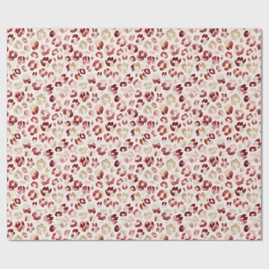 Red Cream Leopard Animal Print Cadeaupapier (Vlak)