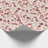 Red Cream Leopard Animal Print Cadeaupapier (Hoek)