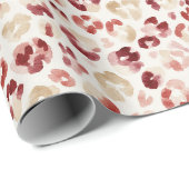 Red Cream Leopard Animal Print Cadeaupapier (Rol Hoek)