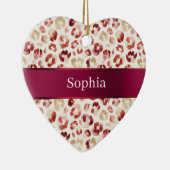 Red Cream Leopard Animal Print Christmas Keramisch Ornament (Rechts)