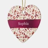 Red Cream Leopard Animal Print Christmas Keramisch Ornament (Links)