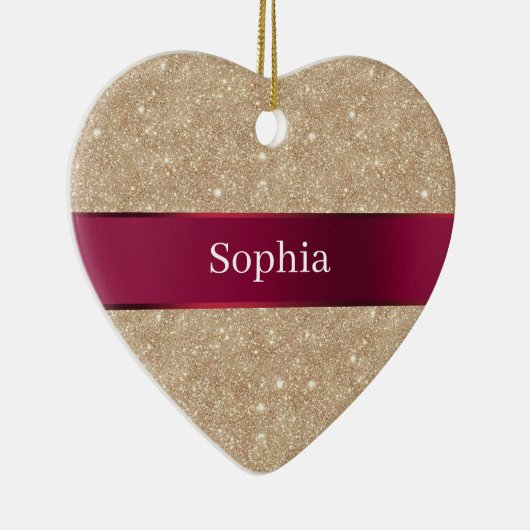 Red Cream Leopard Animal Print Christmas Keramisch Ornament (Rechts)