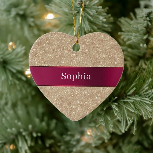 Red Cream Leopard Animal Print Christmas Keramisch Ornament (Boom)