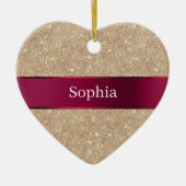 Red Cream Leopard Animal Print Christmas Keramisch Ornament (Voorkant)