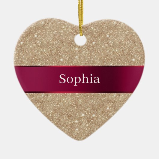 Red Cream Leopard Animal Print Christmas Keramisch Ornament (Voorkant)