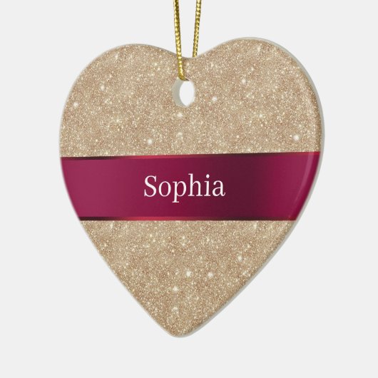 Red Cream Leopard Animal Print Christmas Keramisch Ornament (Links)