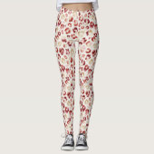 Red Cream Leopard Animal Print Leggings (Voorkant)