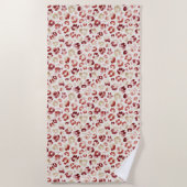 Red Cream Leopard Animal Print Strandlaken (Voorkant)