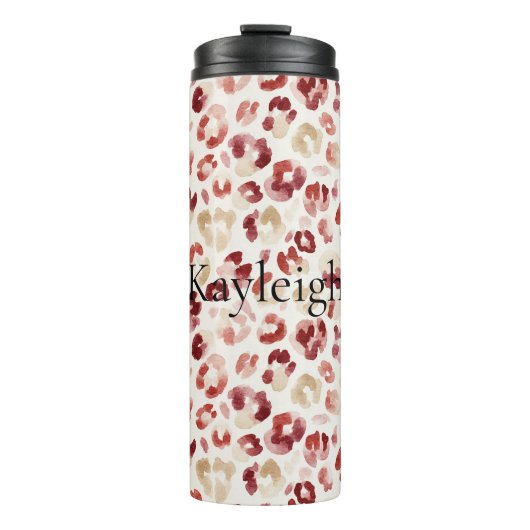 Red Cream Leopard Animal Print Thermosbeker (Voorkant)