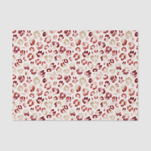 Red Cream Leopard Animal Print Tissuepapier (Voorkant)