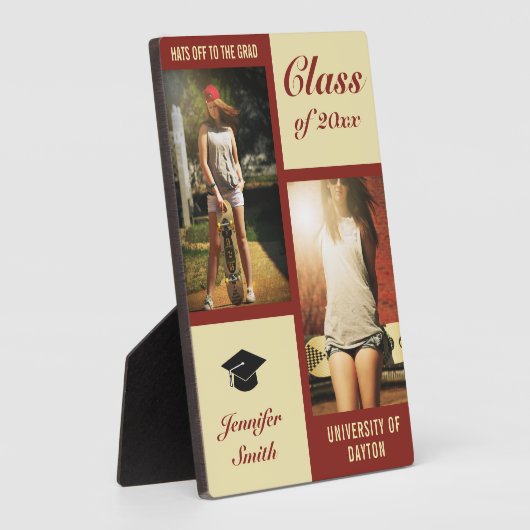 Red Cream Modern Photo Afstuderen Fotoplaat (Zijkant)