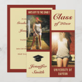 Red Cream Modern Photo Graduation Party Uitnodigen Kaart (Voorkant / Achterkant)