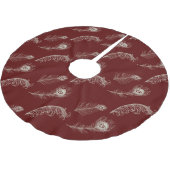 Red Cream Peacock Feathers Kerstmis Kerstboom Rok (Gekanteld)