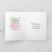 Red Cream Peppermint Candy Christmas Kaart (Binnen)